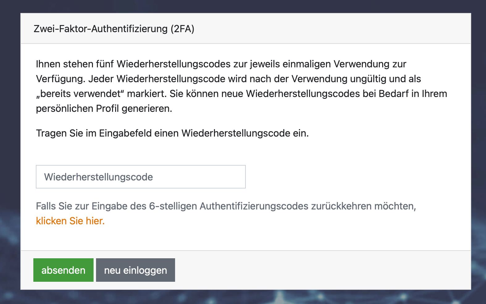 Ihnen stehen fünf Wiederherstellungscodes zur jeweils einmaligen Verwendung zur.png